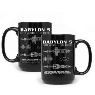 Babylon 5 Schematic Black 15 oz Mug