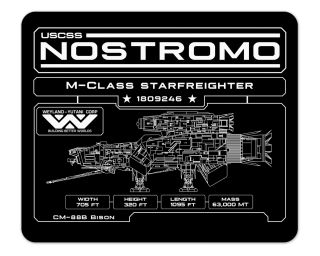 USCSS Nostromo Schematic Blueprint 1/4" Thick Mousepad