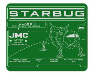 Red Dwarf Starbug Schematic 1/8" Thick Mouse Pad