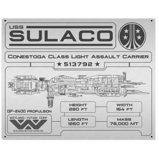 Aliens Sulaco Specifications Data Plate Aluminum Sign